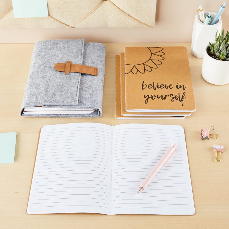 Paper Junkie Inspirational Notebooks Set - 8 Pack A5 (5.8 x 8.3 in) Kraft Paper Lined - Bulk Journals for School & Office - Teacher Essentials & Note-Taking - Image 2